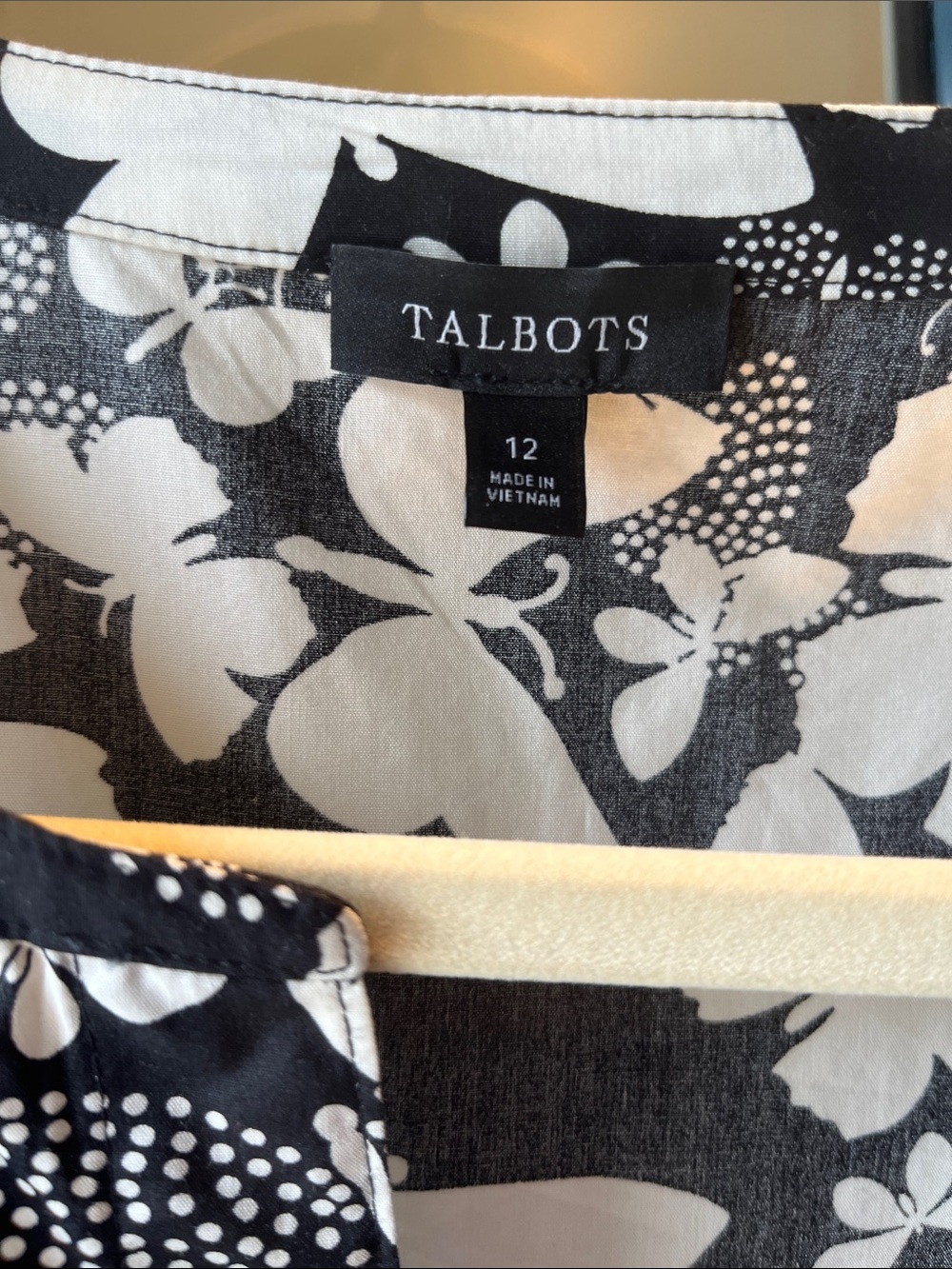 Talbots Black and White Butterfly Button-Front Dress - Picture 2 of 3